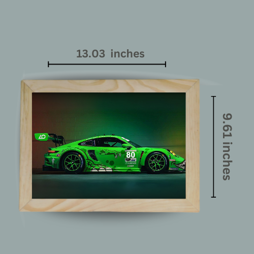 Green Beast Porsche - Framed Race Car Art