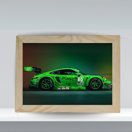 Green Beast Porsche - Framed Race Car Art