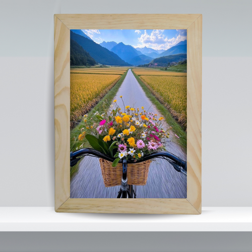 Country Road Bicycle Basket Framed Art