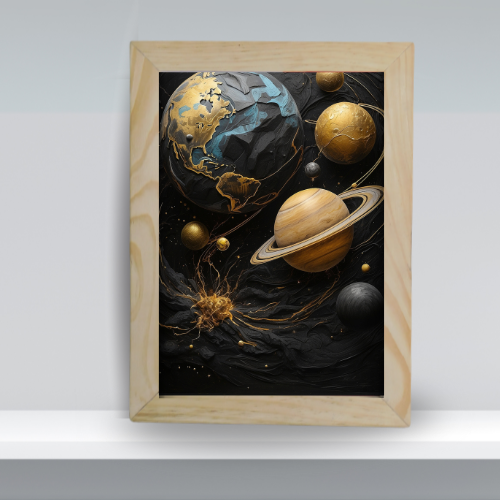 Golden Cosmos - Framed AI Celestial Art Print