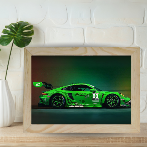 Green Beast Porsche - Framed Race Car Art