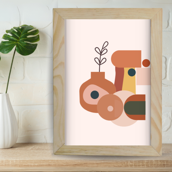 Minimalist Terracotta Abstract Shapes Framed Art