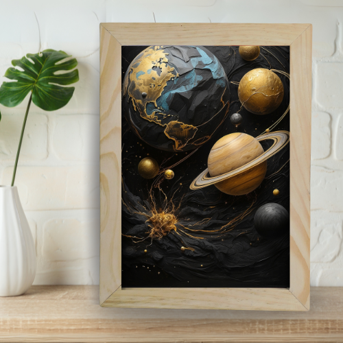 Golden Cosmos - Framed AI Celestial Art Print