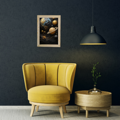 Golden Cosmos - Framed AI Celestial Art Print