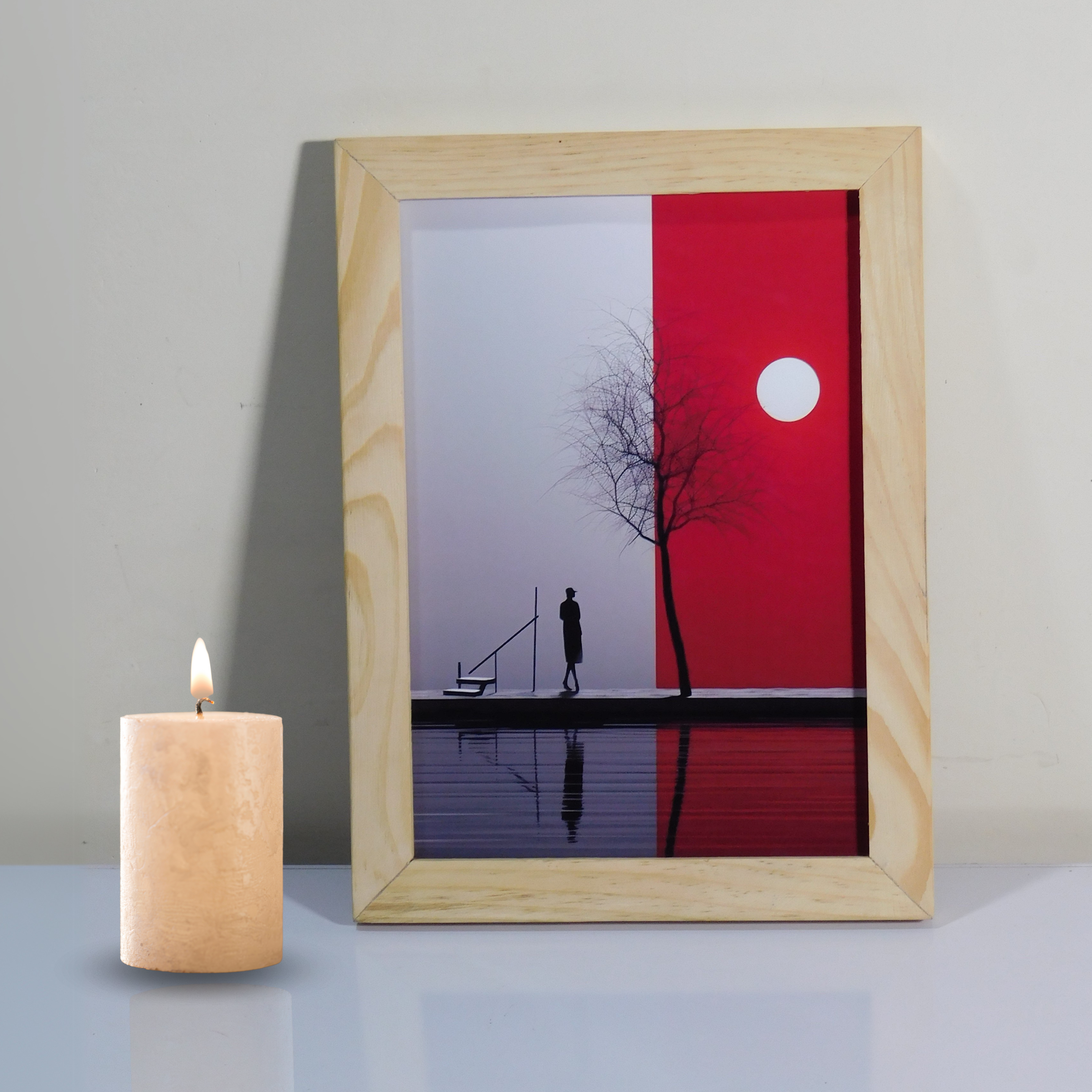 Red Sun Serenity - Abstract Landscape Wall Art