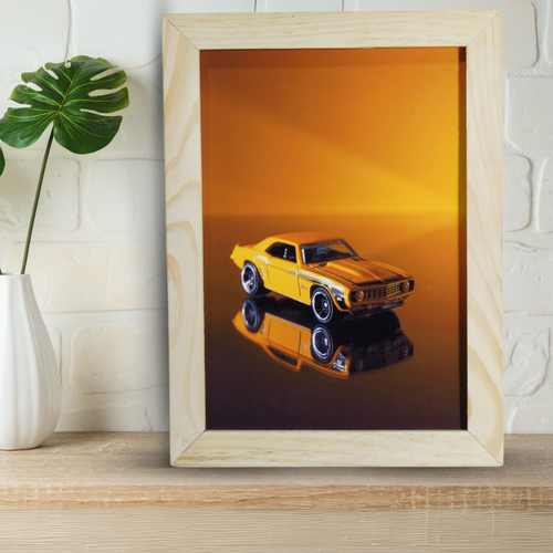 American Muscle Dream - Framed Classic Yellow Car Print