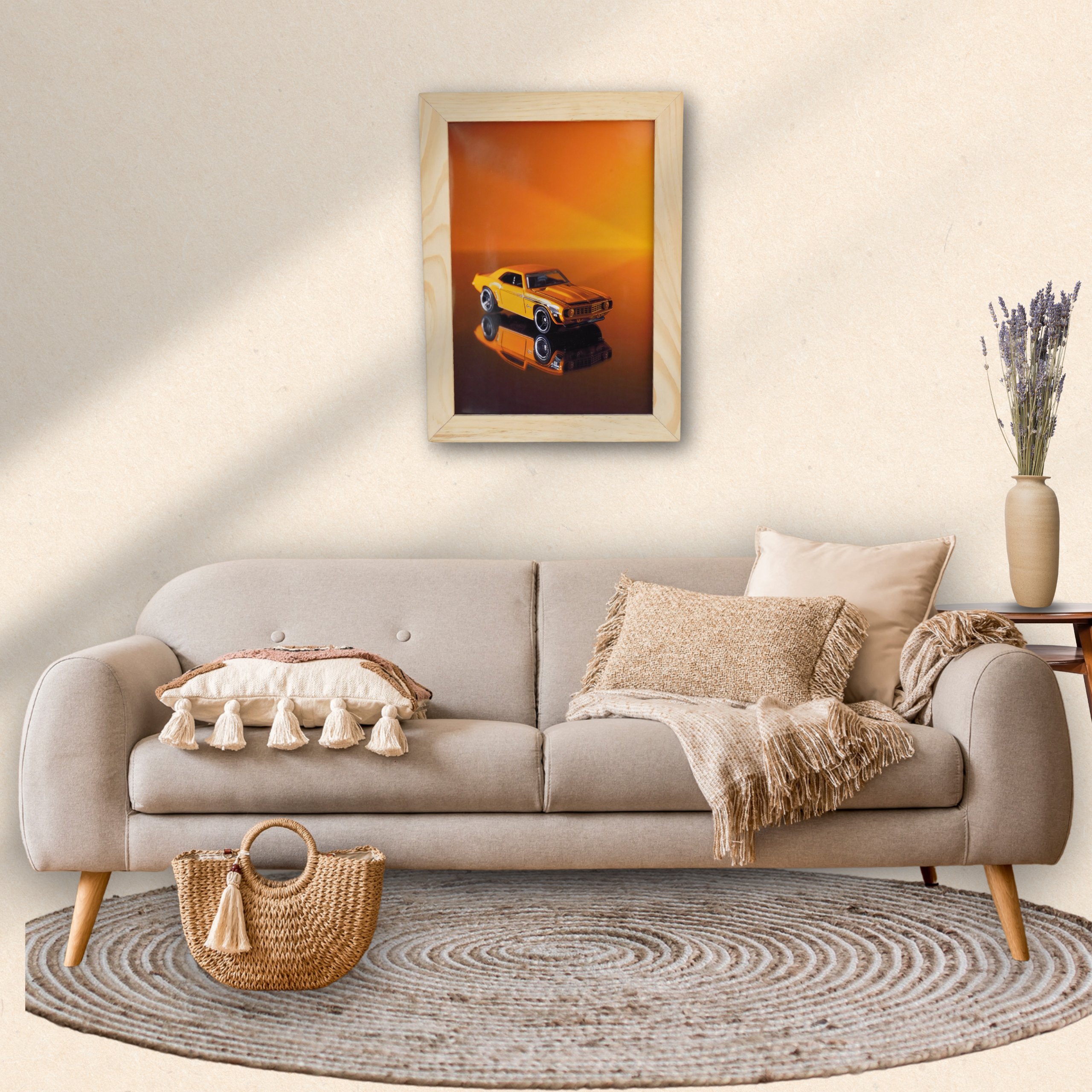American Muscle Dream - Framed Classic Yellow Car Print