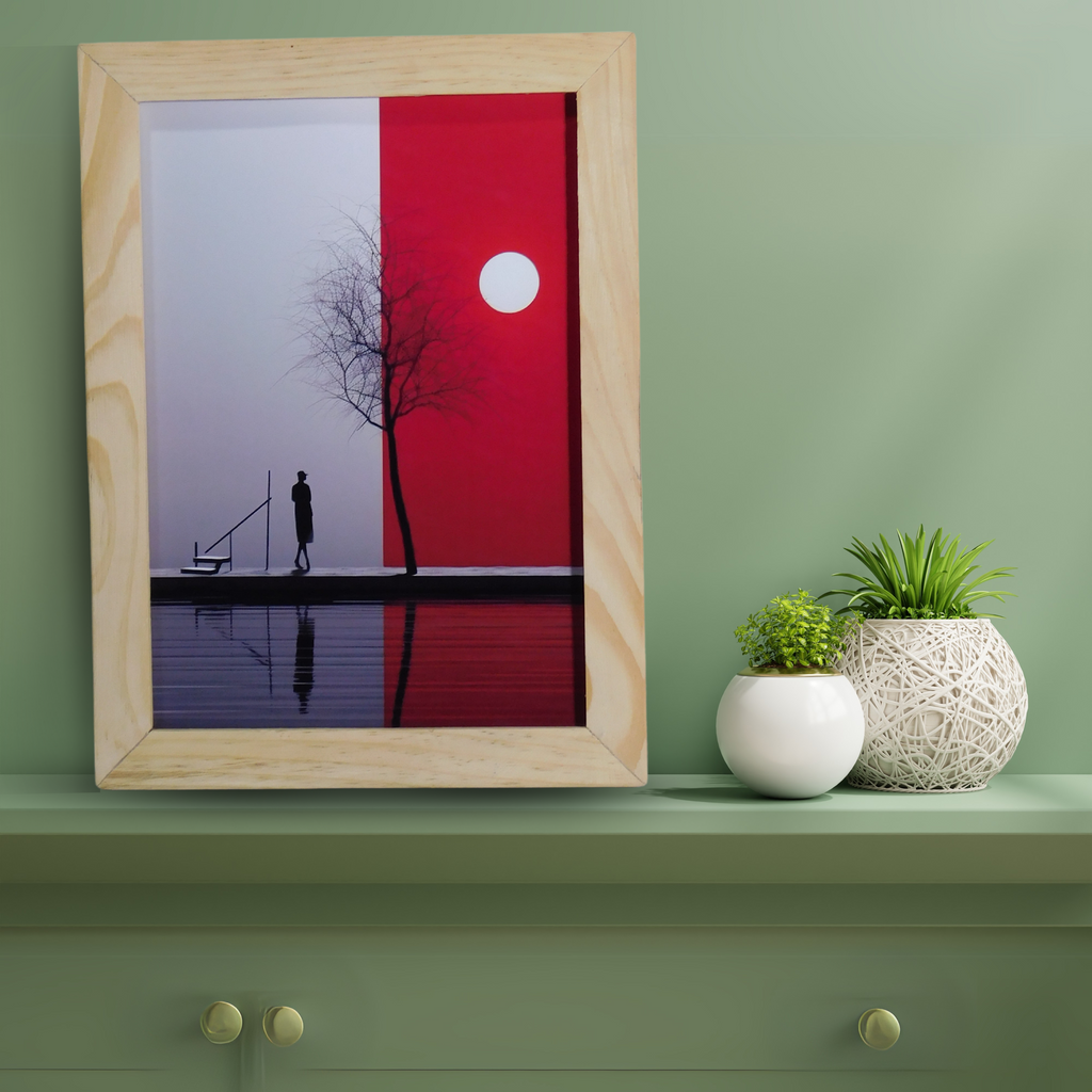Red Sun Serenity - Abstract Landscape Wall Art