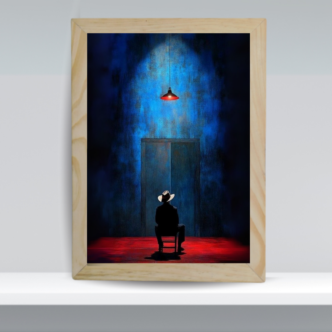 Solitary Man in Spotlight Framed Art