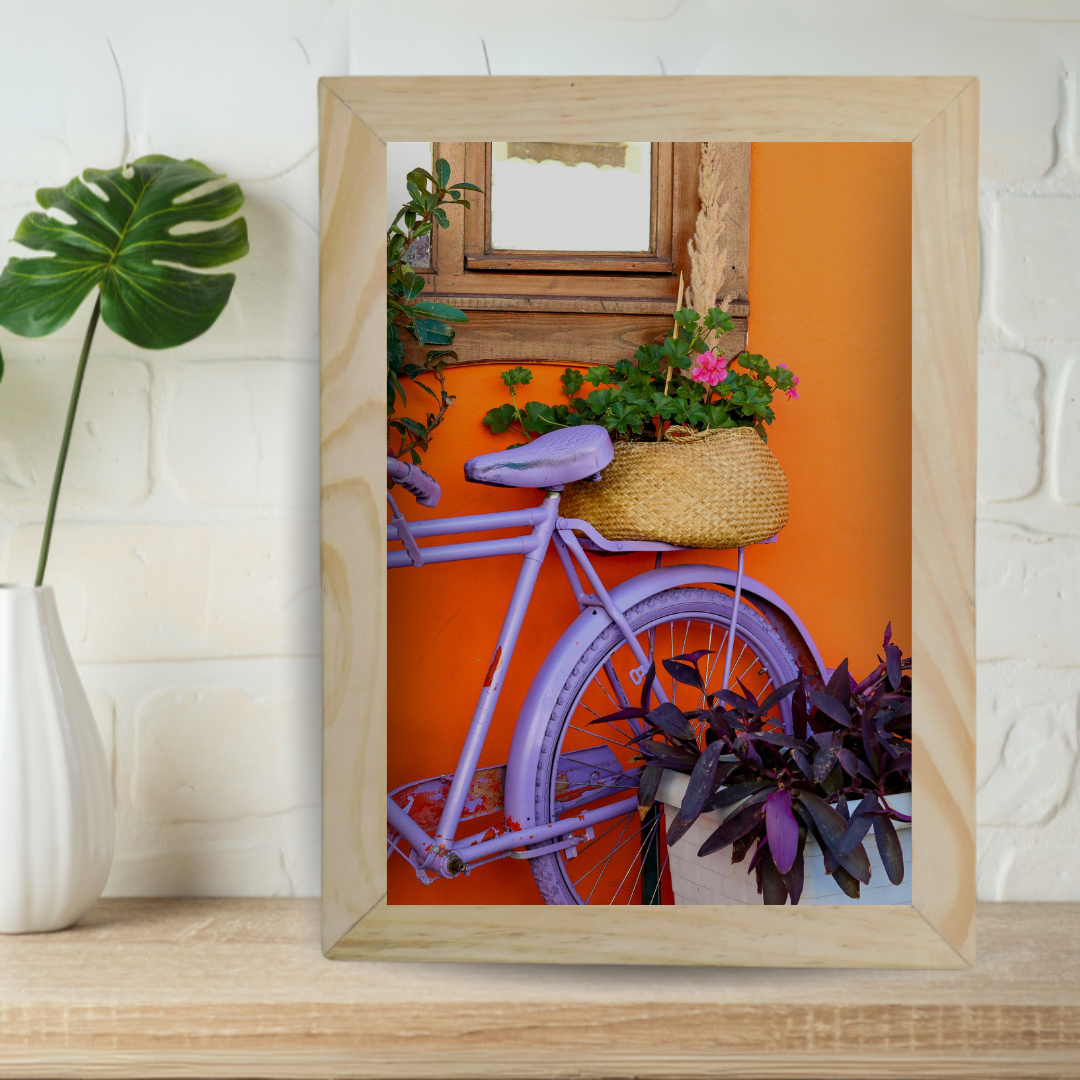 Rustic Lavender Bicycle Framed Art