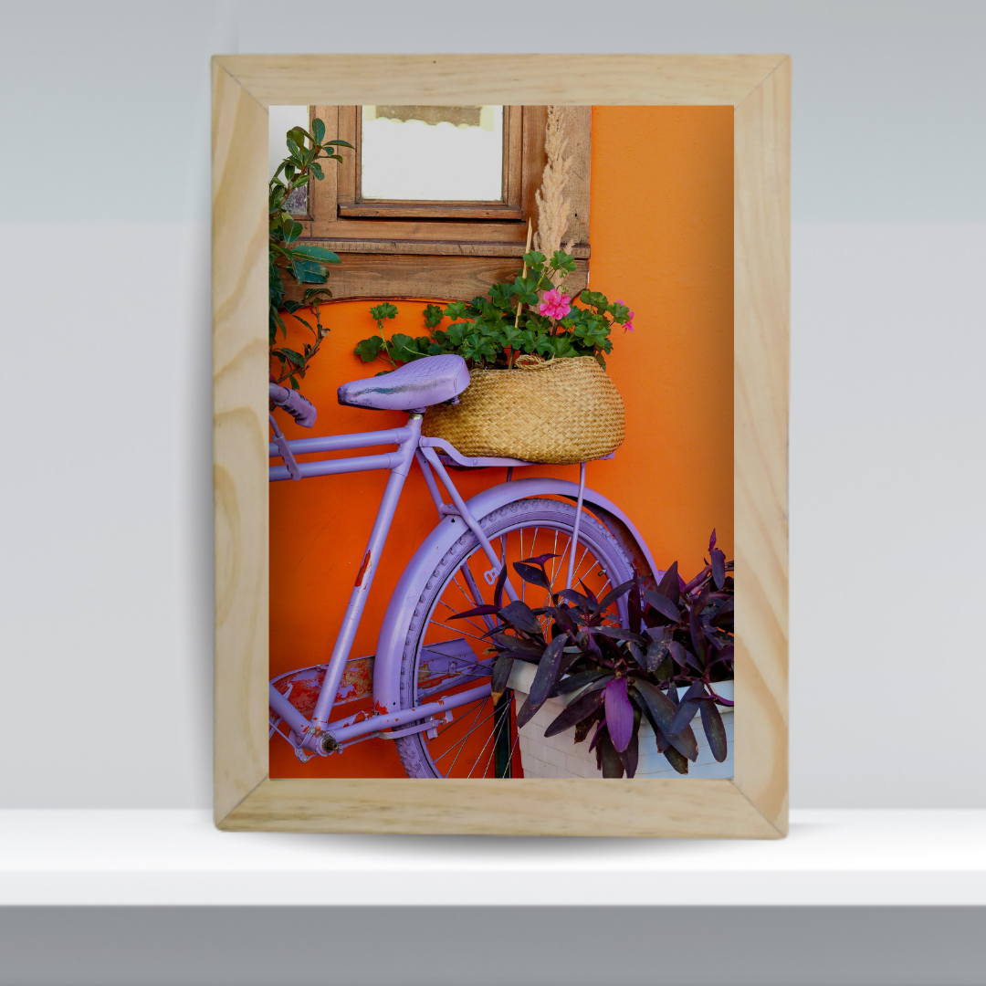 Rustic Lavender Bicycle Framed Art