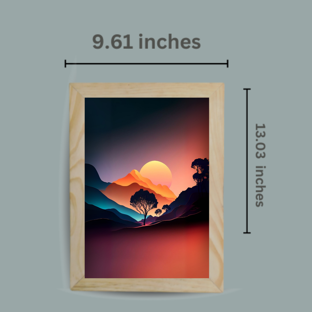 Vibrant Sunset Mountain Landscape Framed Art
